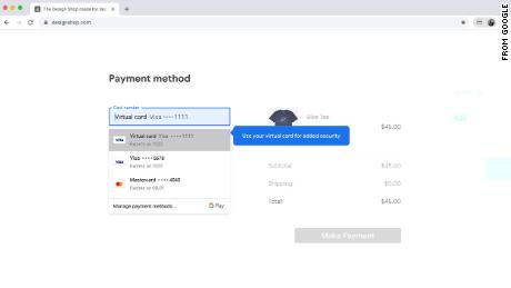 Google Virtual Cardsは、オンラインショッピング中にユーザーのクレジットカード情報を非表示にします。 