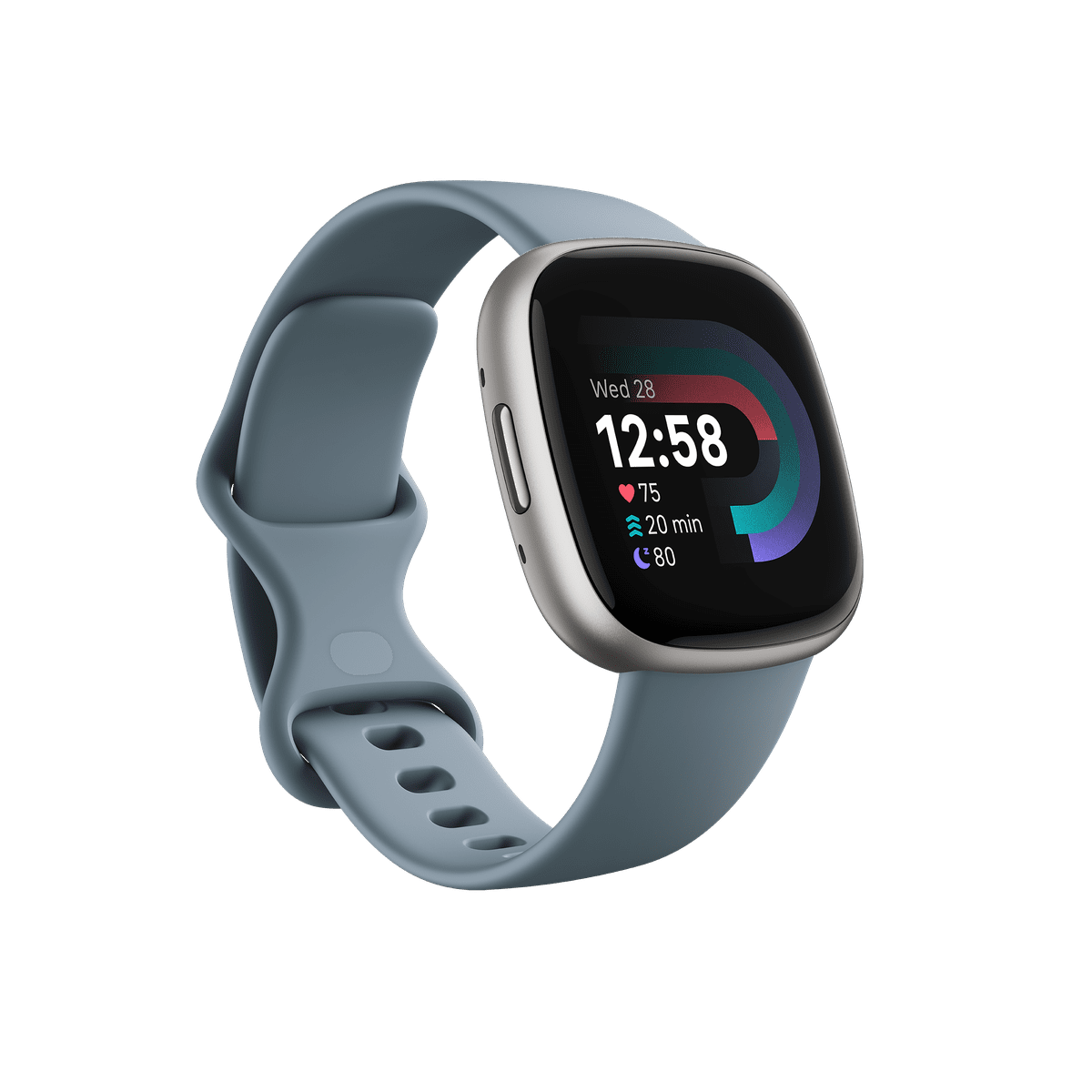 ウォッチフェイスを表示している Fitbit Versa ディスプレイ